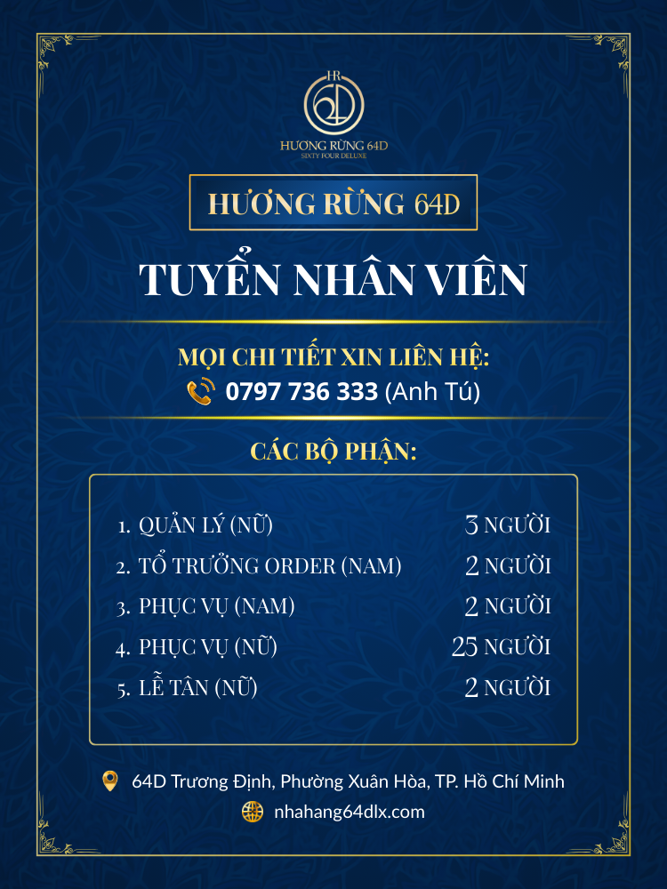 HƯƠNG RỪNG 64D TUYỂN NHÂN VIÊN