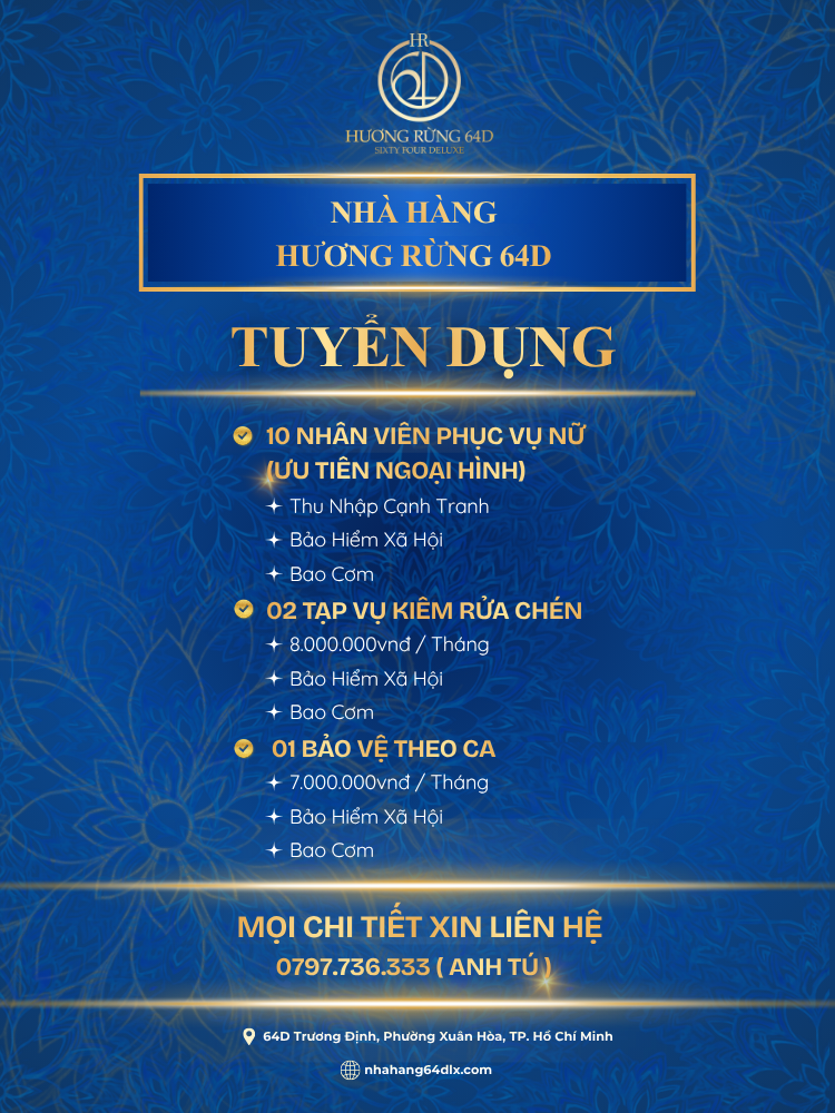 HƯƠNG RỪNG 64D: TUYỂN NHÂN SỰ